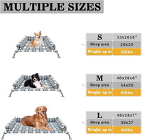 Elevated Raised Dog Bed Cot - Cooling Raised Dog Beds with Bolster Portable Washable Pet Cot Bed with Metal Frame Dogs Hammock Bed for Indoor & Outdoor