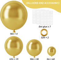 RUBFAC Gold Balloons Different Sizes Chrome Gold Balloon Arch Kit - Gold - image 2
