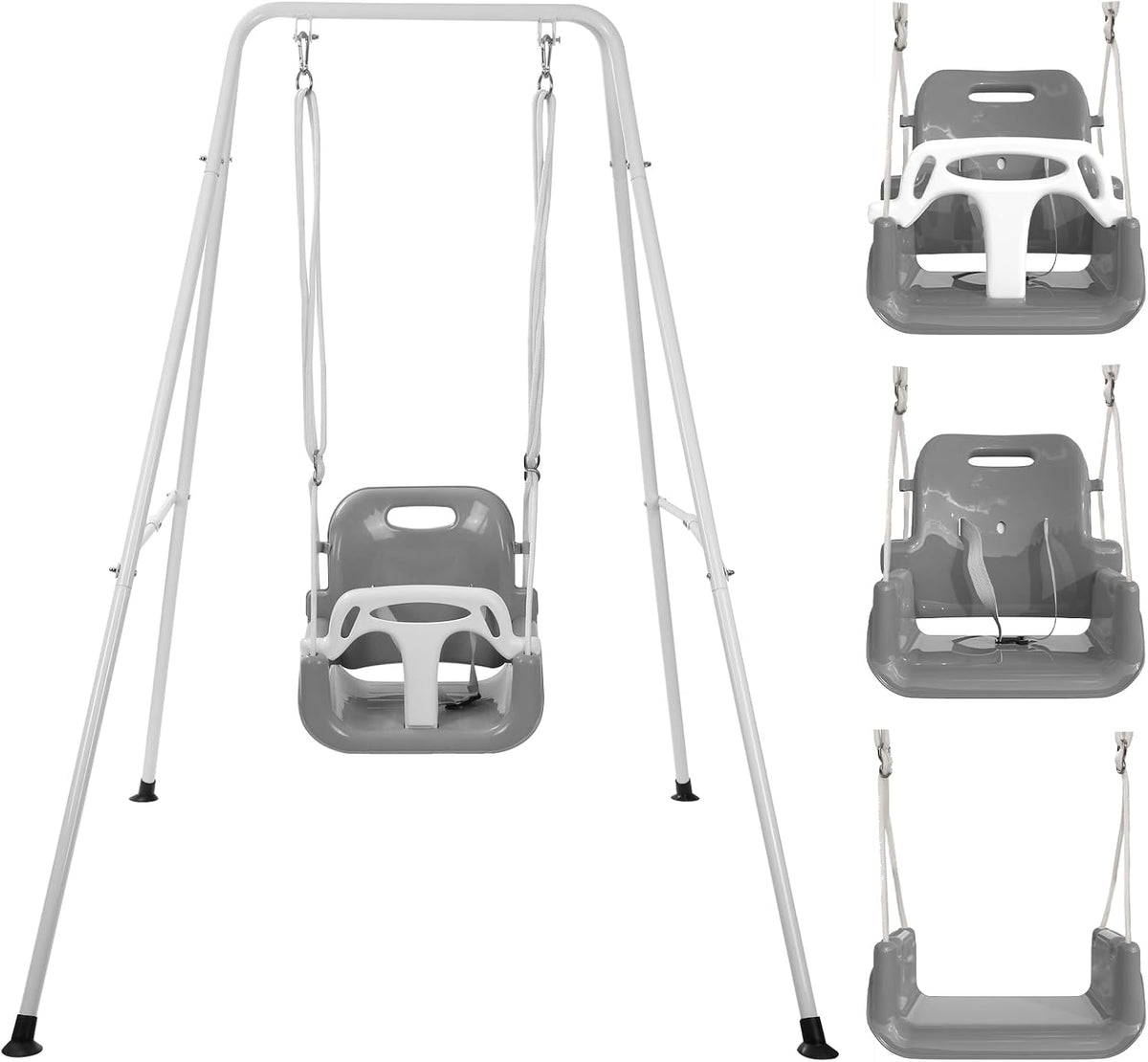 Foldable Toddler Swing Set for Indoor & Outdoor Use – Fun for Kids & Family - Gray