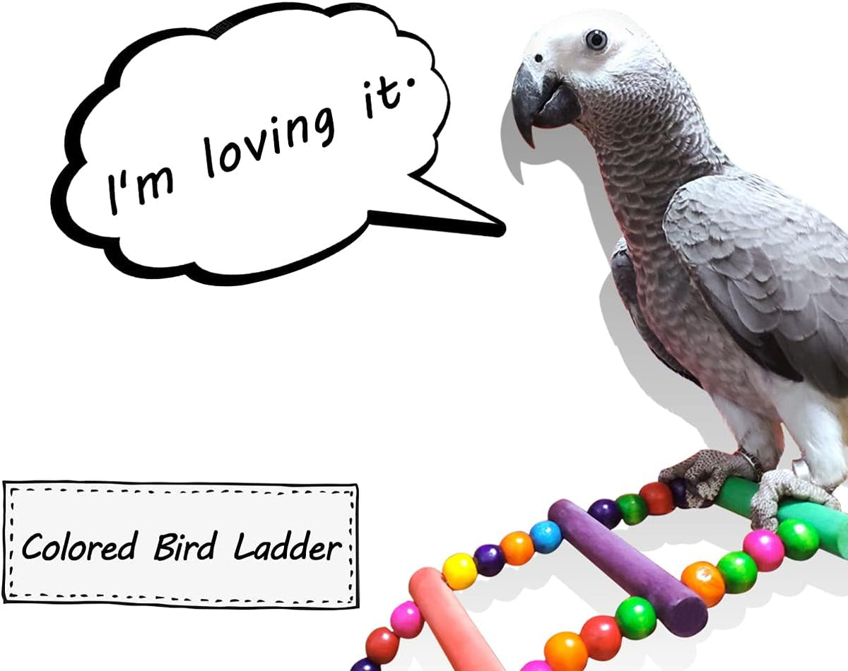 Bird Ladder Toys Coloured Flexible Parrot Swing Bridge Wooden - 39 in (16 Steps) - image 3