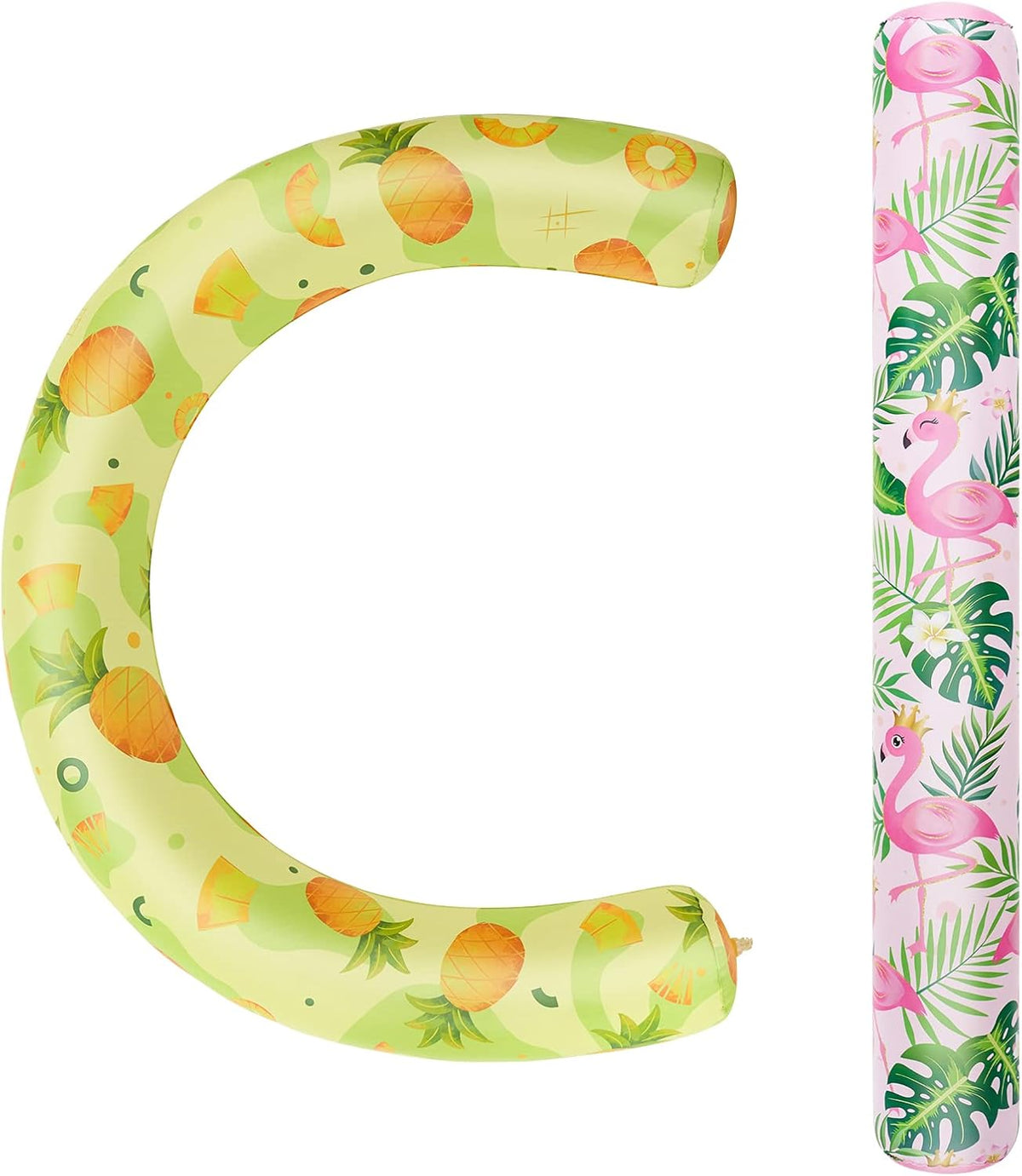 WERNNSAI 2 pack inflatable pool noodles, pink flamingo and yellow pineapple designs