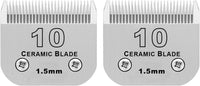 10# Grooming Ceramic Pet Clipper Blades Compatible with Andis & Oster - Silver / 10# 1.5mm (2 Pack)