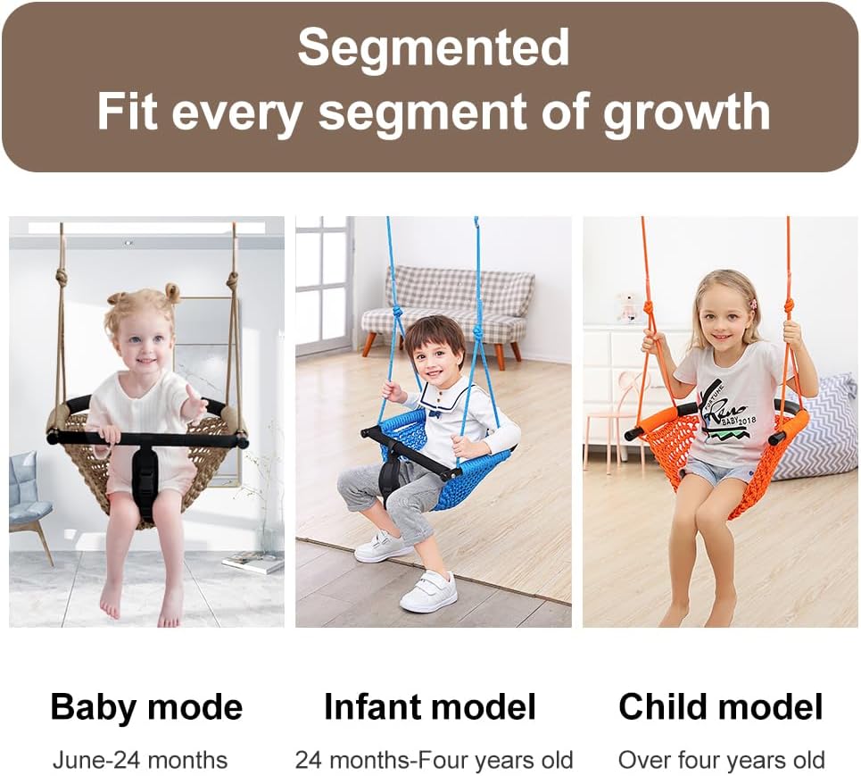 2 -in - 1 Toddler Swing. Swing Seat for kids Adjustable Ropes, for Kids Heavy Duty Rope Play - Light Brown - image 2