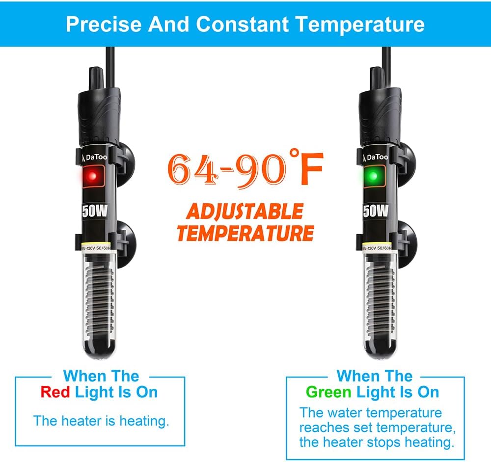 DaToo Mini Aquarium Heater 25W Small Fish Tank Heater 25 Watt - 200W - image 3