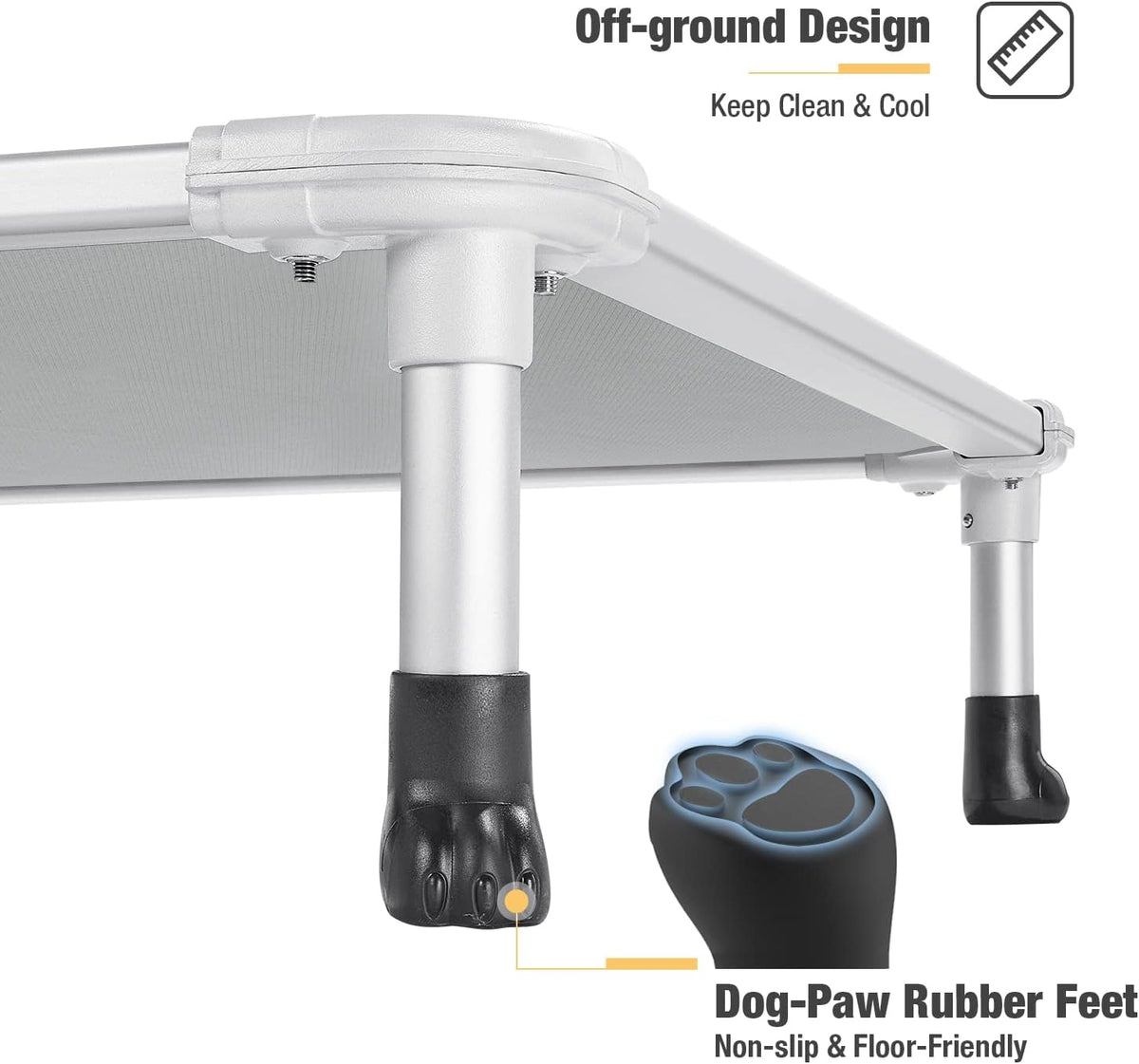 Veehoo Chew Proof Elevated Dog Bed, Cooling Raised Pet Cot - Gray / 32.0"L x 25.0"W x 7.0"Th - image 4