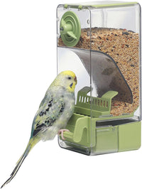 Automatic Bird Feeder, Bird Cage Feeder with Perch for Parakeet Canary Cockatiel Finch – Essentials for Birds - Green