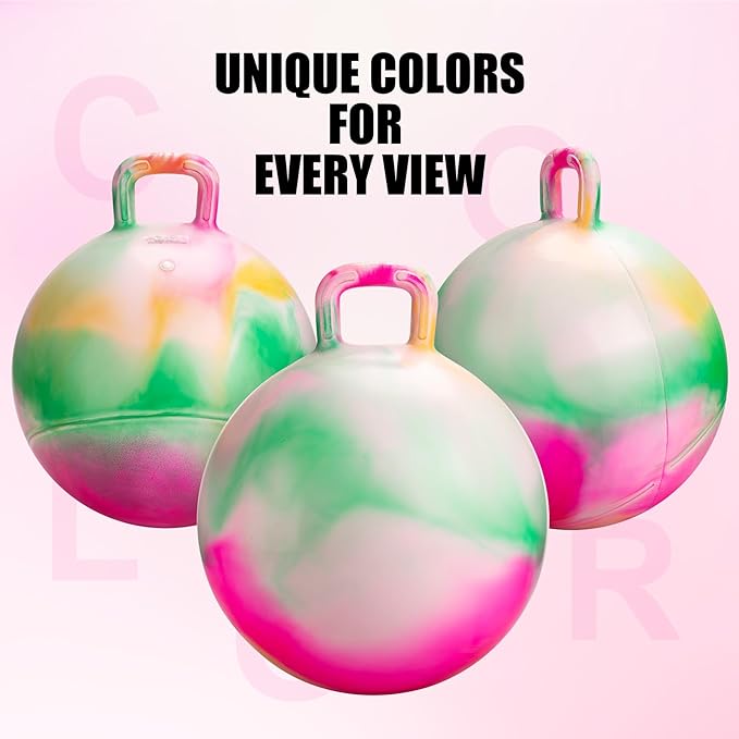 INPODAK Hopper Ball 18 Inch Bouncy Ball with Handle for Kids, Hippity Hop Jumping Bouncer Hopping Toy for Boys and Girls Ages 3-6 with Pump and Gift Box for Birthday