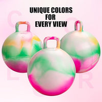 INPODAK Hopper Ball 22 Inch Bouncy Ball with Handle for Kids, Hippity Hop Jumping Bounce Hopping Toy for Boys Girls Ages 7-12 with Pump and Gift Box Great Gift for Birthday Holiday (Pink)
