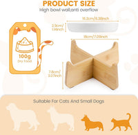 PETTOM Slow Feeder Cat Bowl Elevated Ceramic with Bamboo Stand - White Fish - image 3