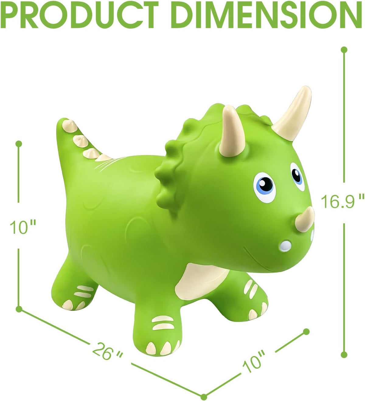 HotMax Bouncy Horse, Dinosaur Hopper Toys for Kids - Green Triceratops - image 4
