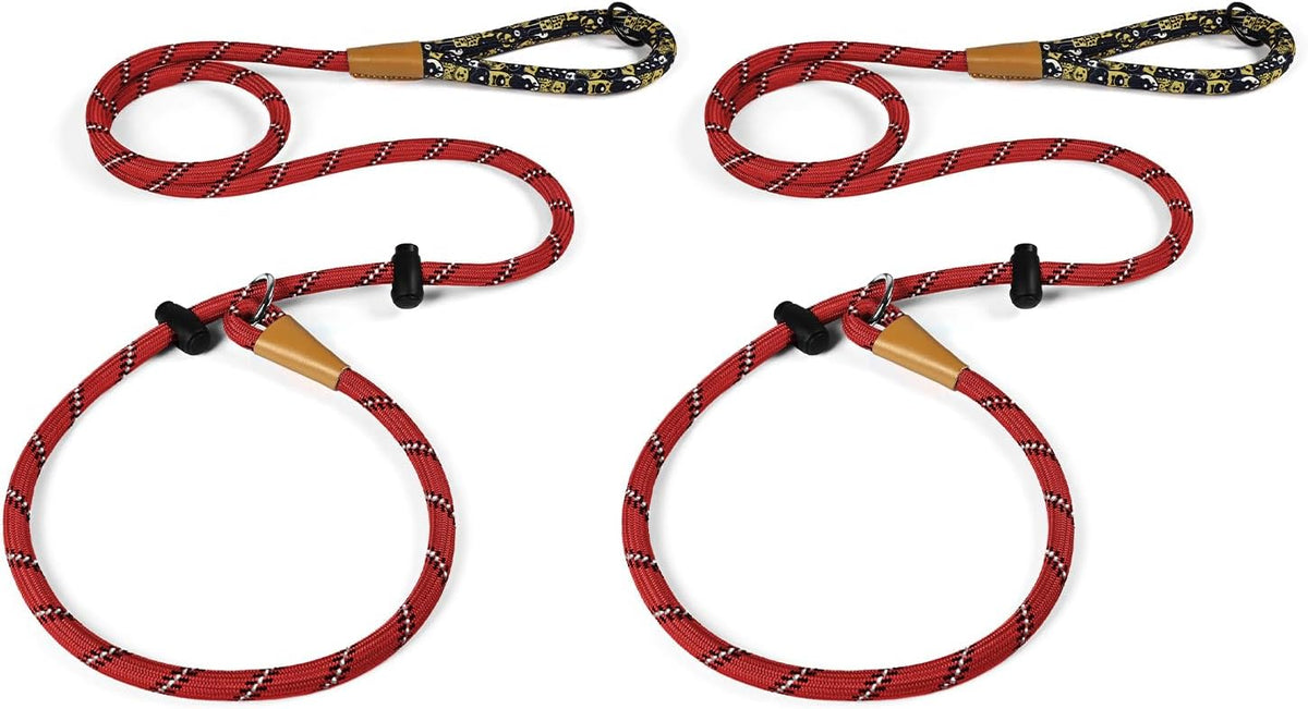 Slip Lead Dog Leash Reflective Training Durable Braided Rope Leashes – Essentials for Dogs - Red / 2PCS Large 1/2in x 6ft