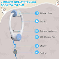 Cat Toy Interactive for Indoor Cats, Smart USB Rechargeable Door Hanging Automatic Retractable Kitten Toys, Teaser Electronic Self Play Feather Cat String Toy Attached with 3 Catnip Mice White