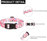 Mercano Adjustable Dog Collar - Special Design Patterns, Soft Nylon Comfortable Durable Pet Collar for Small Medium Large Dogs (L, Rose)