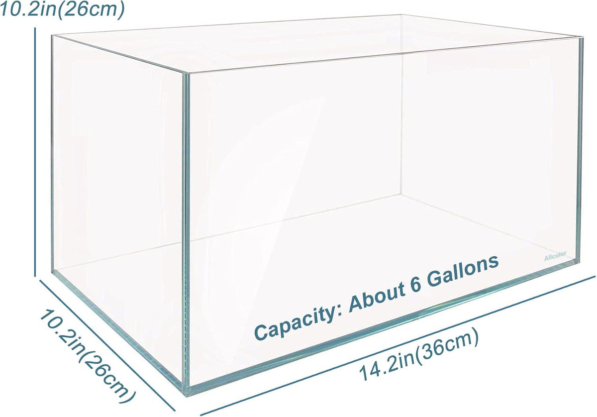 Low Iron Glass Ultra Clear Rimless Aquarium Tank - 6Gal 14.1" L × 10.2" W × 10.2" H - image 3