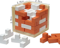 Wooden Brain Teaser Puzzles Cube Stocking Stuffers Wooden Puzzles - Orange and White - image 2