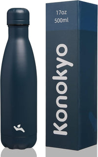 Insulated Water Bottles,17 oz Double Wall Stainless Steel Vacumm Metal Flask for Sports Travel,Navy Blue