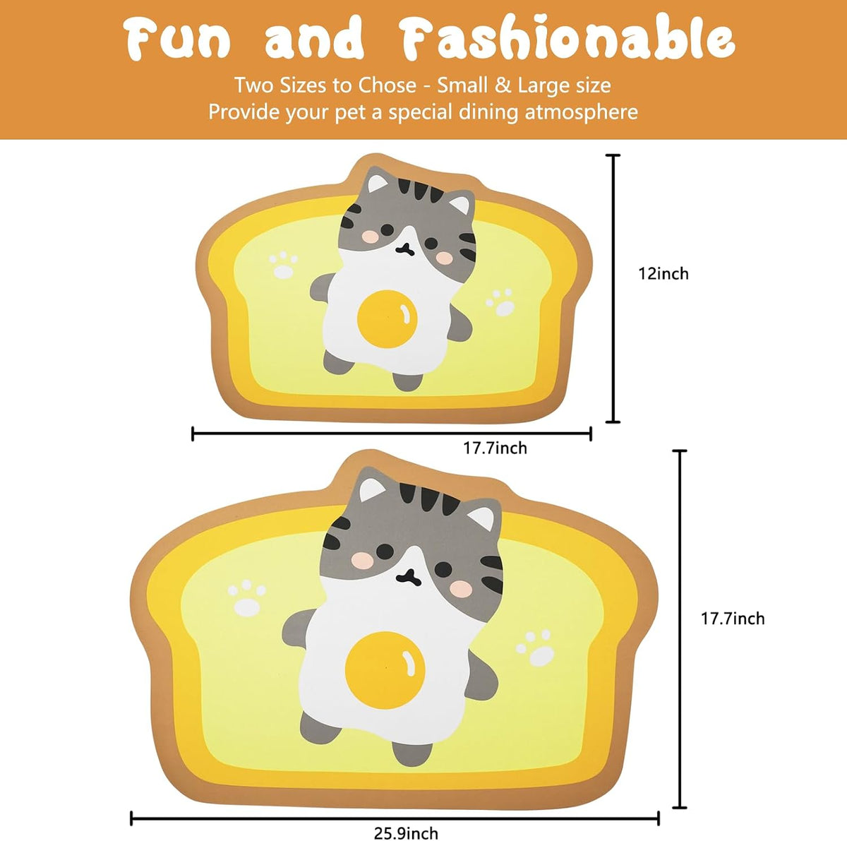 Cat Food Mats for Floor, Dog Pet Water Bowl Feeding Placemats for Food and Water Grey 17.7 * 9.8 - Egg / 17.7"L x 9.8"W - image 4