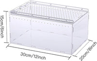 Magnetic Acrylic Case, Micro Habitat Small Tarantula Enclosure Enclosure for arboreal Tarantula Scorpion Sling Lizards Mantis Snake Gecko Jumping Spider Snail Insect Isopods (12 * 8 * 6inch)