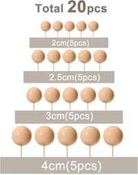 ASTARON 20 Pcs Gold Balls Cake Topper Decorations for Birthday Cake - Cream Brown - image 2