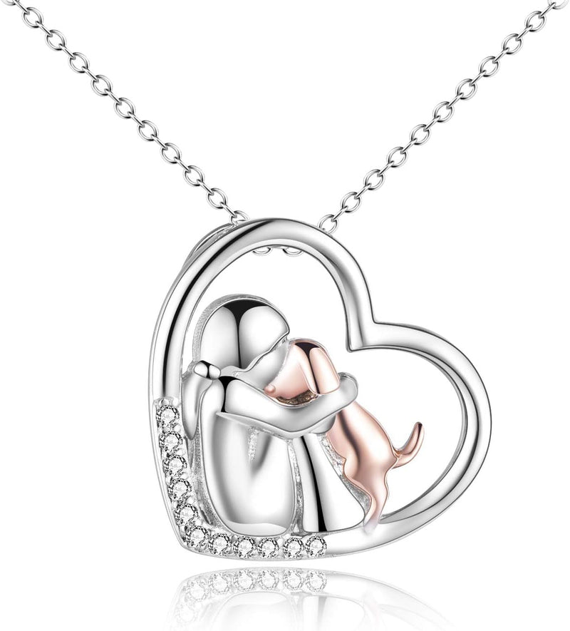 YFN Sterling Silver Keepsake Dog Pendant Necklace Dog Lover Memorial - rose gold
