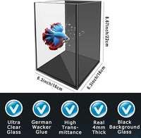 Glass Betta Aquarium Starter Kits 1.5 Gallon Small Fish Tank, Betta Fish Tank with LED Light, Power Filter, Black. 4mm Glass