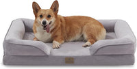 Bedfolks Orthopedic Dog Bed, Waterproof Dog Sofa Bed for Large Dogs, Egg Foam Pet Couch Bed with Removable Washable Cover and Nonslip Bottom, Light Grey