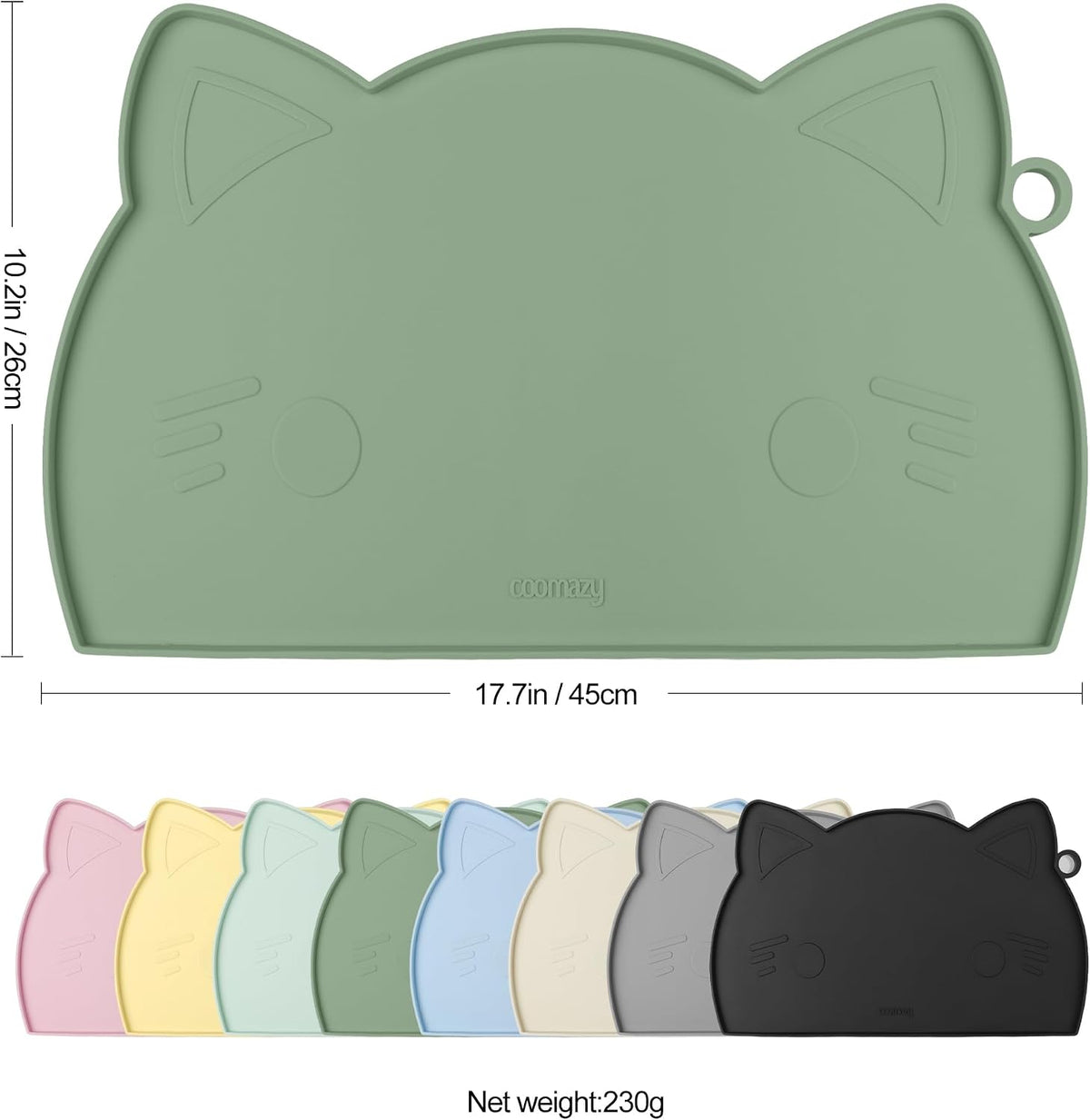 Coomazy Cat Food & Water Mat Thicker Non-Slip Silicone Mat - Avocado / 17.7''L x 10''W - image 2