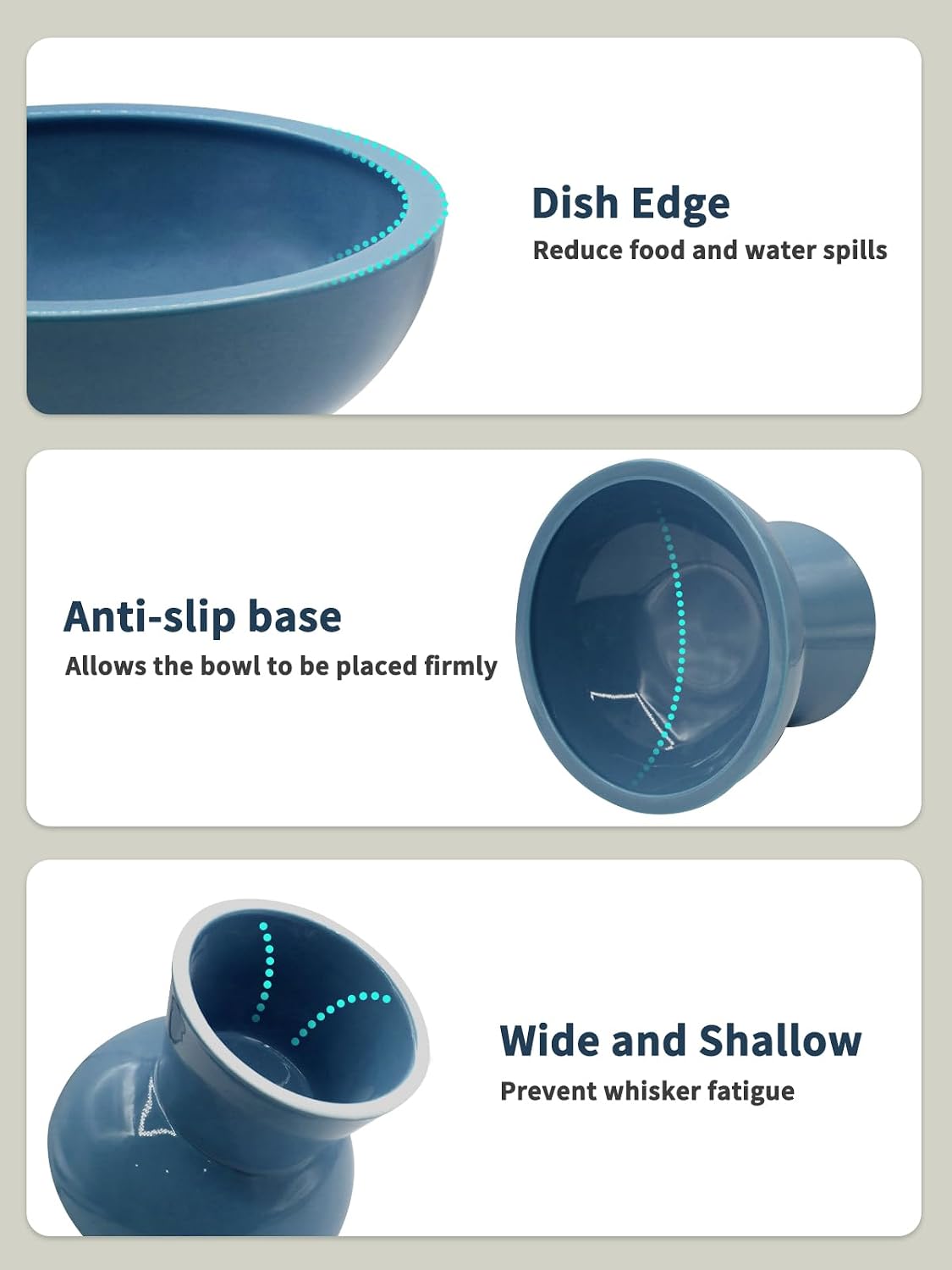 Elevated Cat Food and Water Bowls Set - 2 Pack (Food & Water Bowls) / Deep Blue - image 2