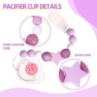 Aori Pacifier Clips for Rebron Baby Dolls Pacifier Holders Silicone - Purple - image 3