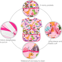 KUUQA Waterproof Children Art Smock Kids Art Aprons – Fun for Kids & Family - Dark Blue+pink / 2 - image 3