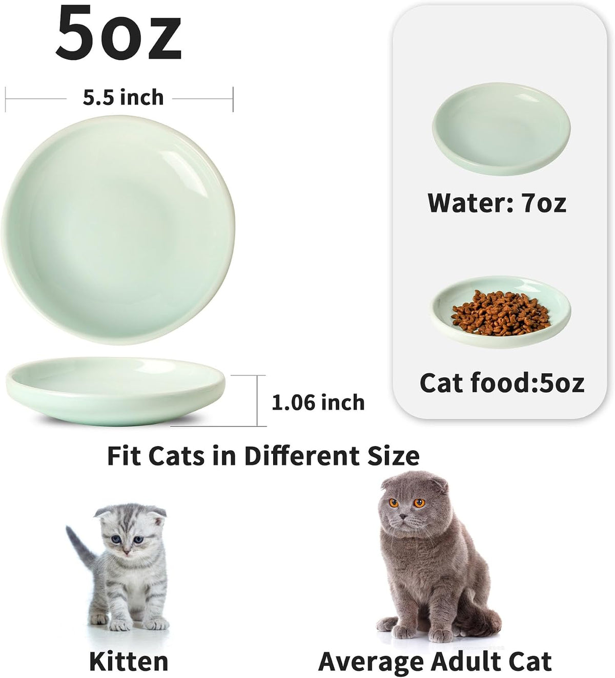 3 PCS Ceramic Cat Bowls, Small Dog Dish - blue - image 2