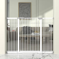 41" Extra Tall Cat Gate for Doorway, 49.2-54.7 Metal Pet Baby Safe Gate, Extra Wide Pressure Mounted Child Door with Expansion Kit, No Drilling No Climb Cat Fence Indoor, Tall Dog Gate, White