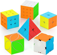 Vdealen Speed Cube Set, 2x2 4x4 Pyramid Mirror Dodecahedron Magic Cube Pack, Puzzle Cube Bundle - 6 Pack-Cube Set