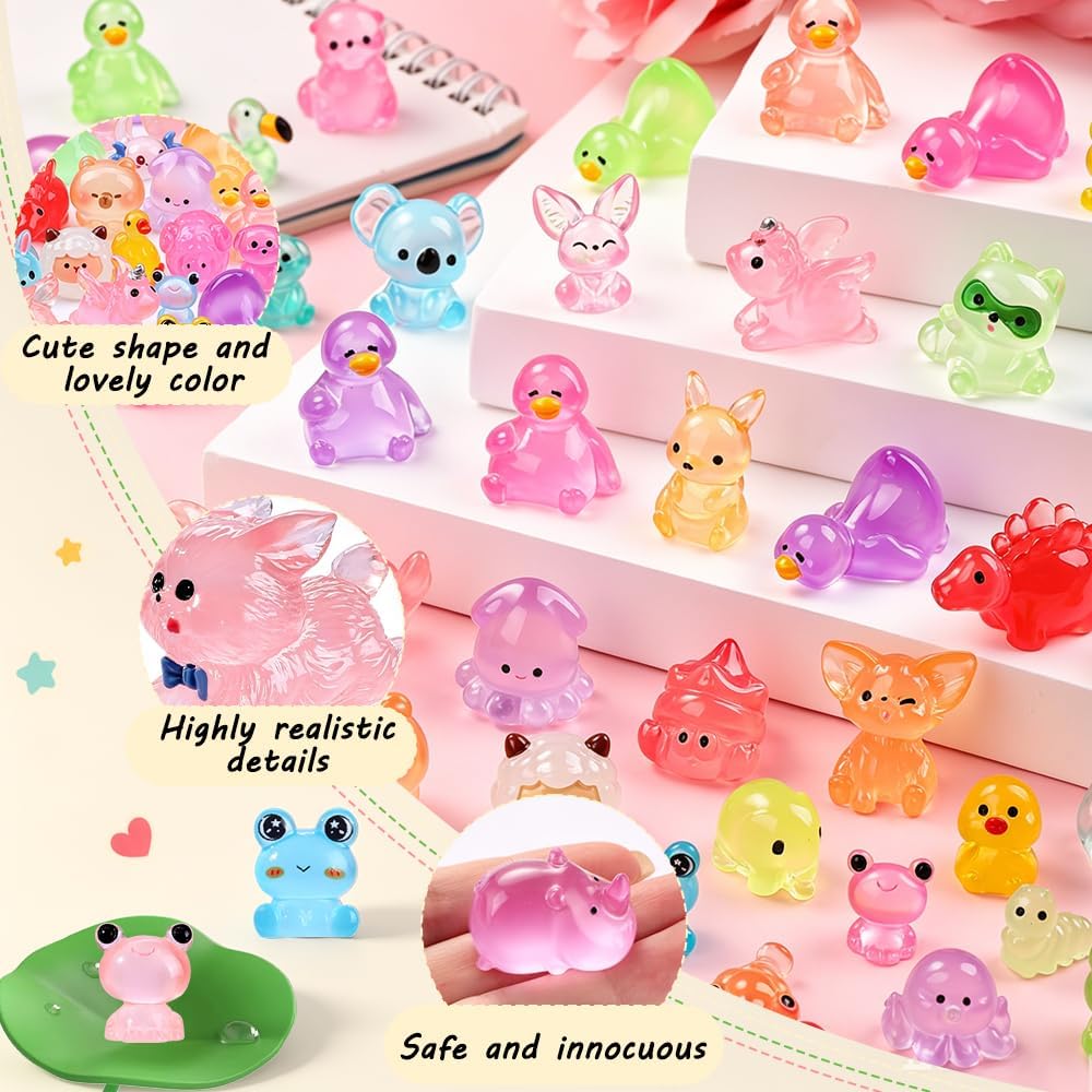 DIYDEC 60PCS Luminous Mini Resin Animals 60 Styles Miniatures Glow - 85PCS Luminous Mini figures - image 2