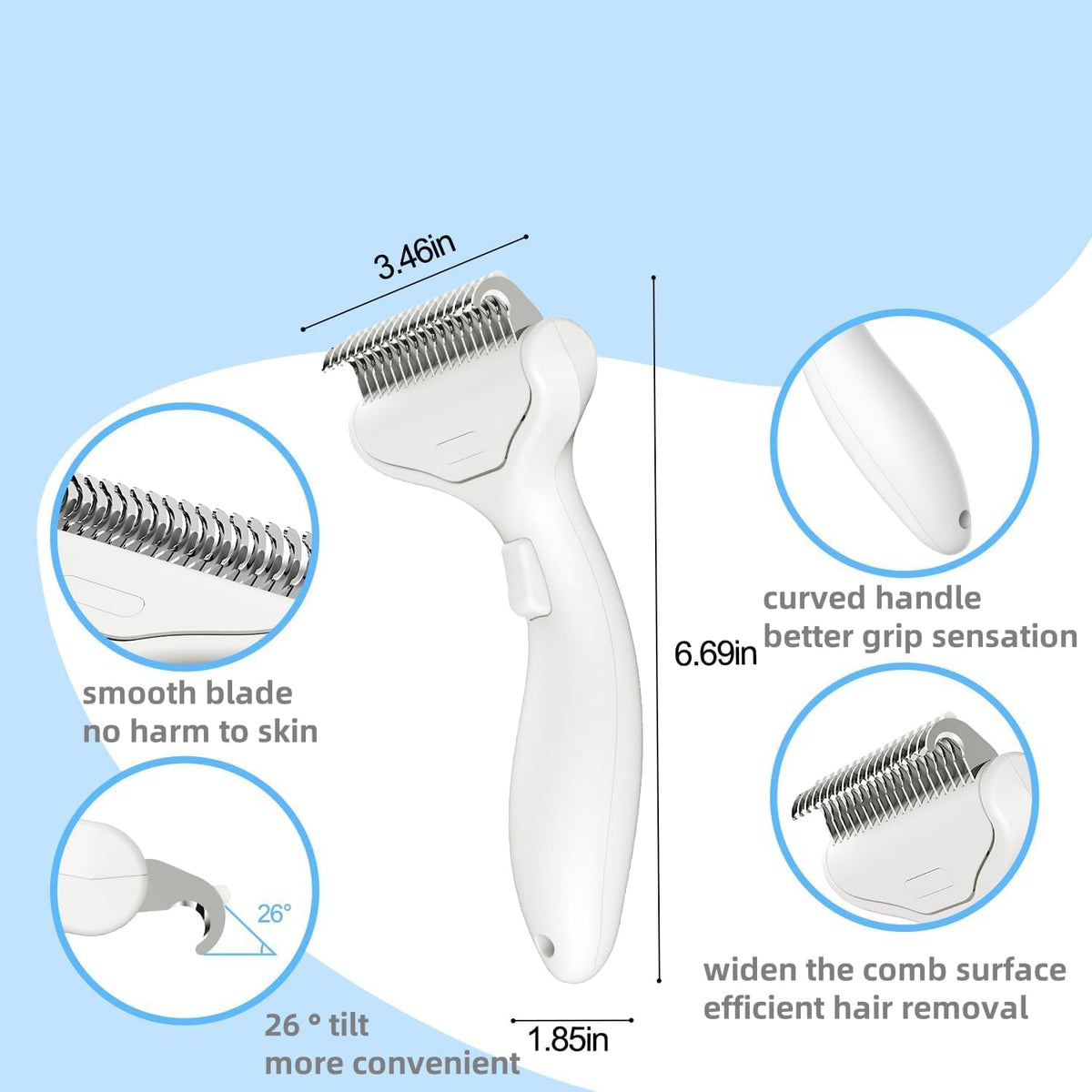 Undercoat Rake for Dogs & Cats, Self‑Clean Deshedding Brush - Light-Green - image 4