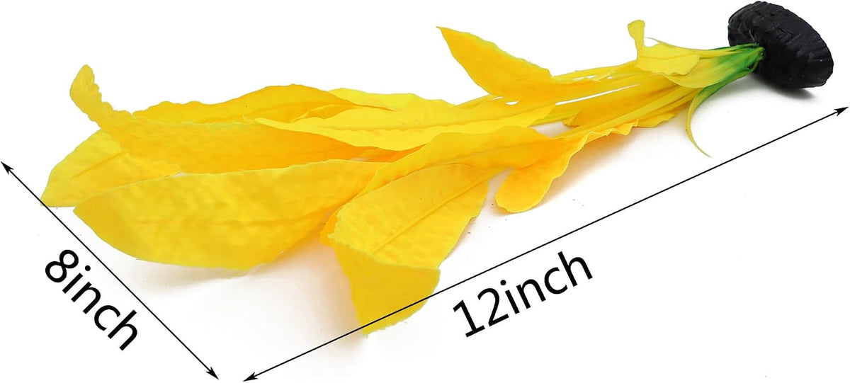 Silk Aquarium Plants, 12 Inch Artificial Silk Plants Decorations – Essentials for Fish - Yellow / 2 Pack - image 2