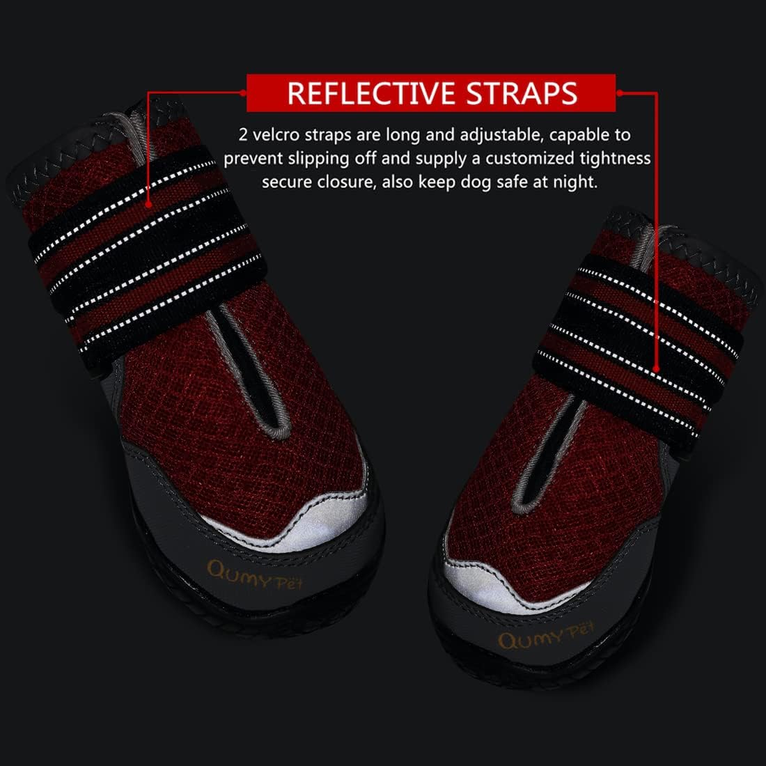 QUMY Dog Shoes for Large Medium Dog Boots & Paw Protectors for Hot - Red / Size 5: 2.4''x2.8''(W*L) for 40-55 lbs - image 2