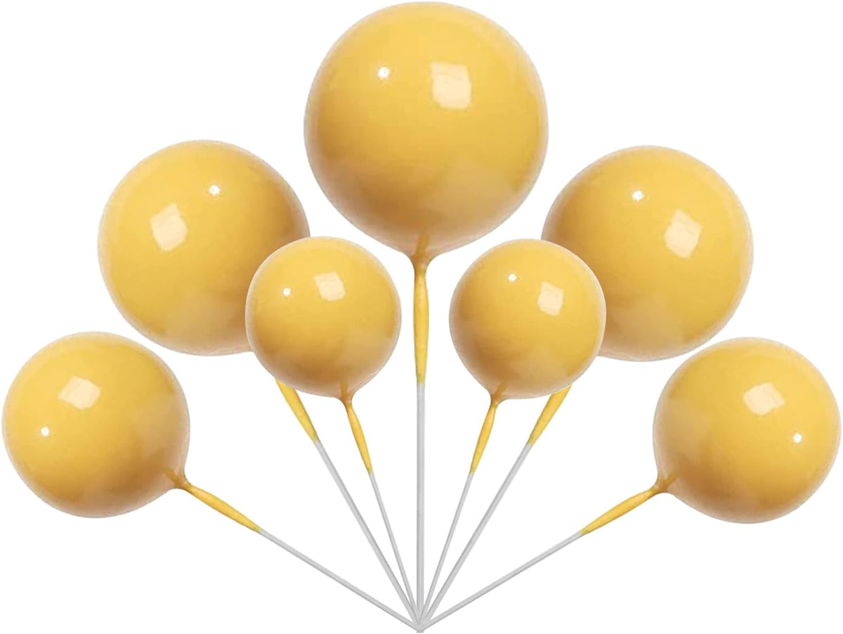 ZHUOWEISM ball cake toppers, 24 mini balloon picks in blue, gold and white - view 39