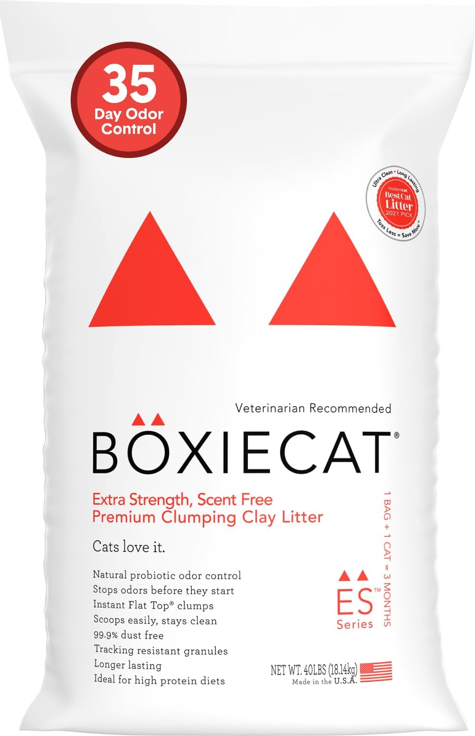 Boxie Premium Unscented Clumping Cat Litter 30+ Day Odor Control – Daily Care for Cats - Extra Strength / 40 lb