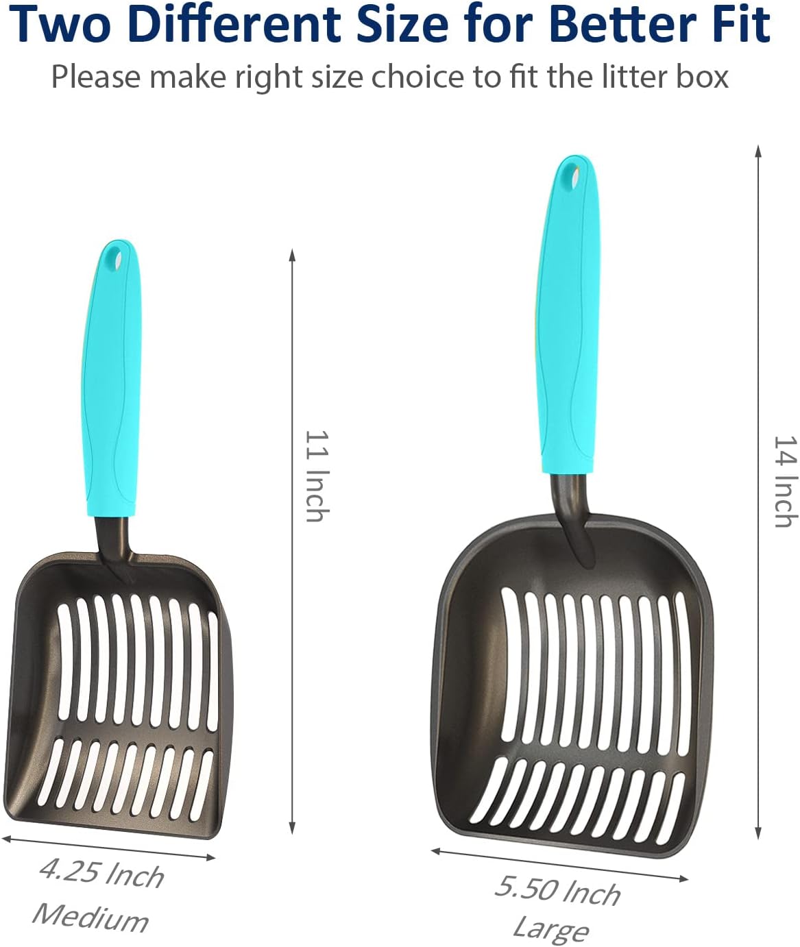 Cat Litter Scoop, Non-Stick Plated Aluminum Alloy Sifter - Medium / #02 Turkish Blue - image 4