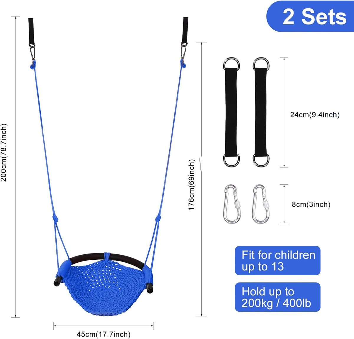 JKsmart Kids Net Swing Seat - Blue / 2 Pack - image 2