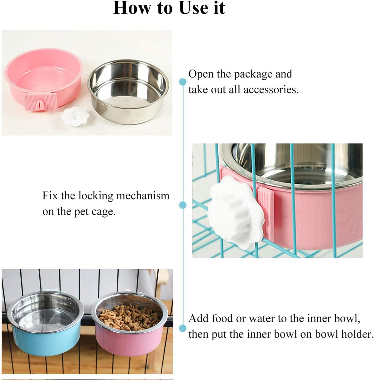Stainless Steel Removable Pet Food Bowl - (Round) Dark Blue/Orange / 2 - image 4