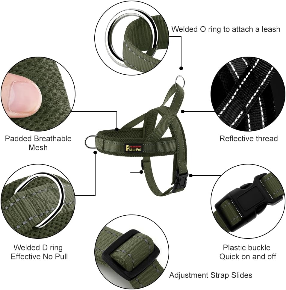 Plutus Pet No Pull Dog Harness with Front Clip - S: chest 17"-19.7" / Ranger Green - image 2