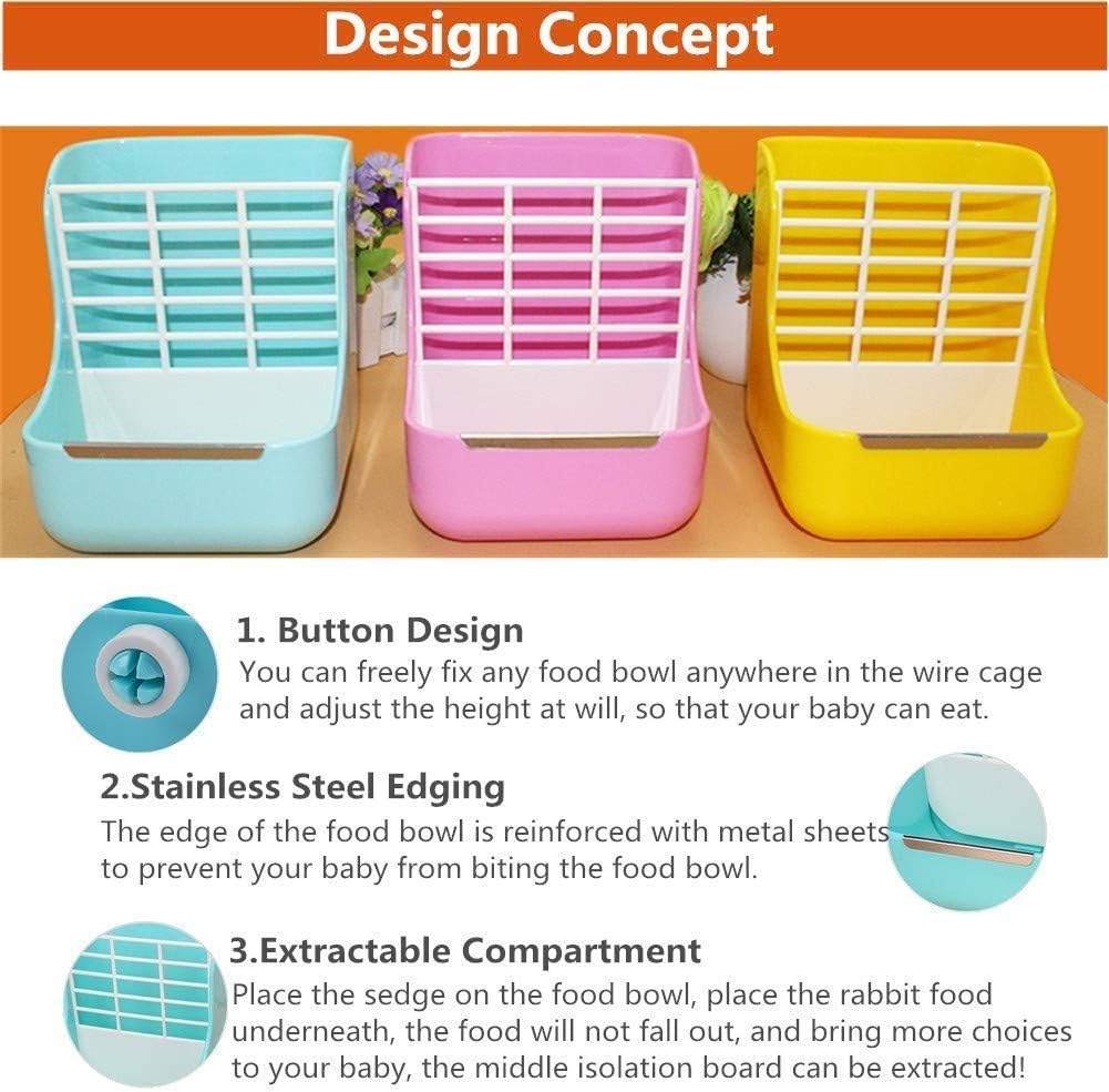 Rabbit Supplies with Bowl & Hay Feeder - Pink - image 3