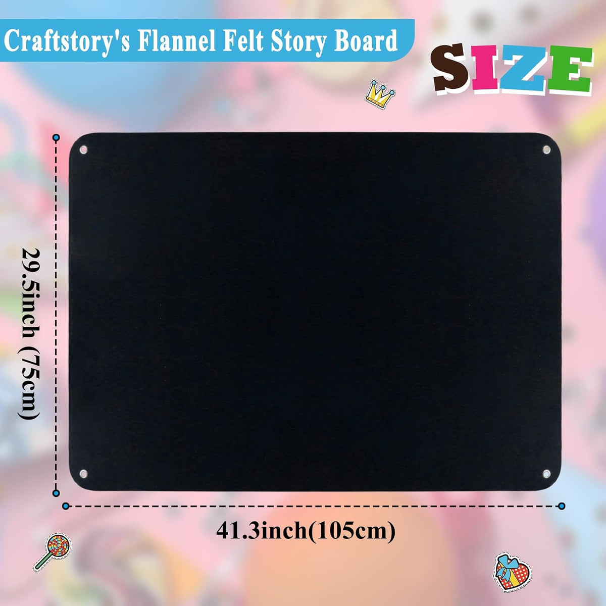 Craftstory 3.5 foot flannel board for toddlers in black felt hanging on a wall - view 16