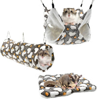 3Pcs Sugar Glider Hamster Hammock Hanging Tunnel and Warm Bed Soft