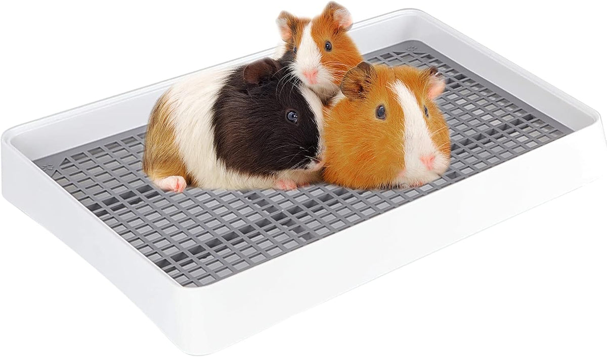 FHTONGE Extra Large Rabbit Litter Box Training Tray with Large Steel - 14.6x12x2.6"(40x30x6cm) / Only 0.4" PP Grids