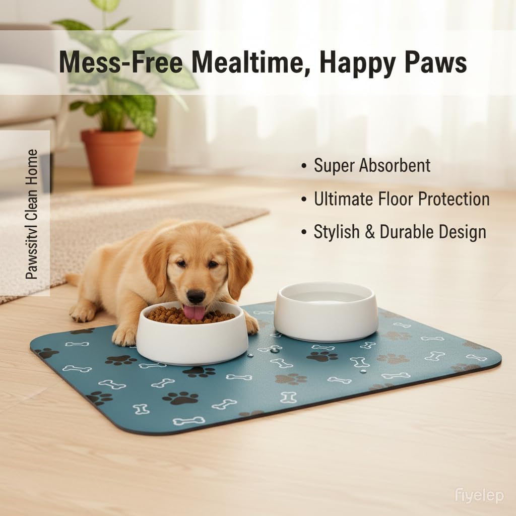 Pet Cat Dog Food Mat Non Slip Mat for Dog Water Bowl Mat Quick Dry - Green / 32*17 in - image 4