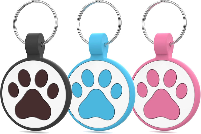 Personalized Dog Tag, Laser Engraving QR Code - Small Breeds - 1" / Black & Rose & Blue