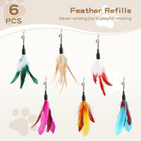 Pawaboo Cat Feather Wand Interactive Toy - Z-Multi-Color Feather Blend-6 Pack - image 2